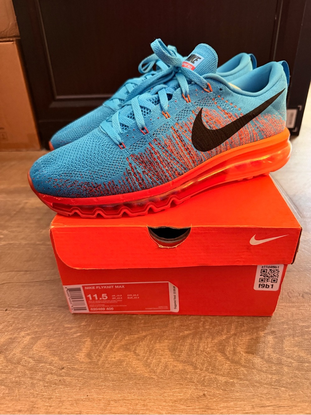 Nike Flyknit Max Sneakers in Vivid Blue/Orange